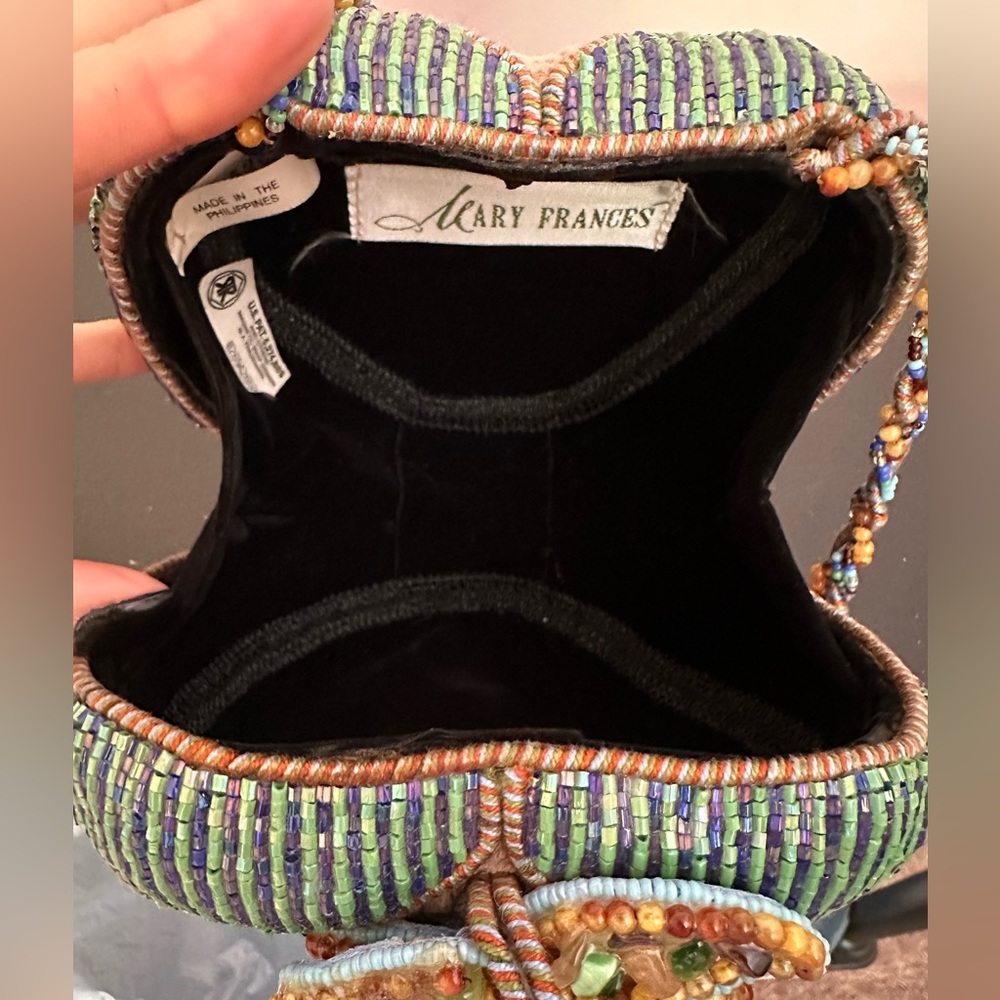 Vintage Mary Frances Beaded Turquoise Multi Color Bird Purse - Picture 16 of 16